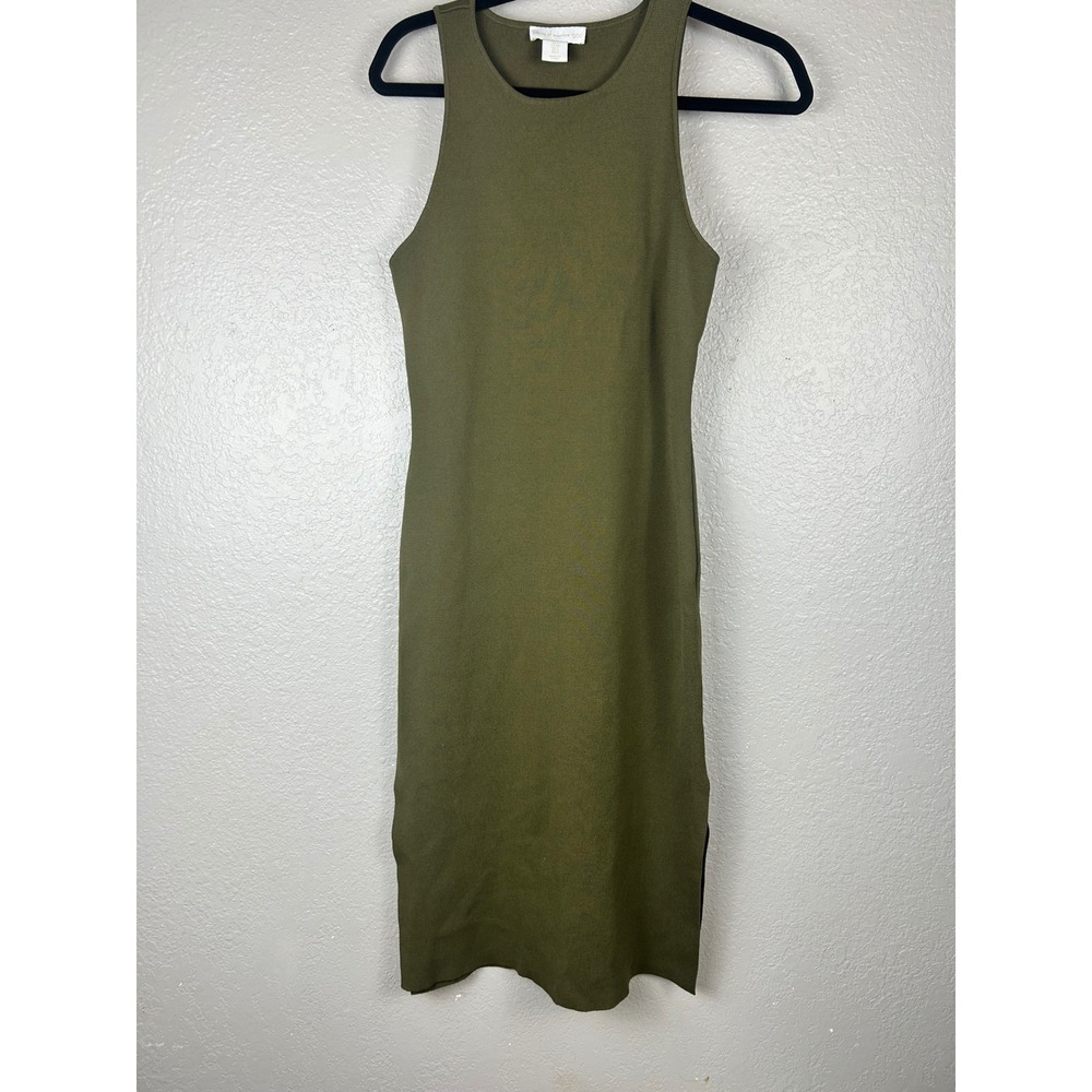 House of‎ Harlow 1960 Olive Green Knit Sleeveless Midi Dress Small Side Slit